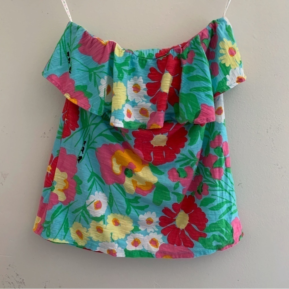 Lilly Pulitzer Floral Ant Parade Wiley Ruffle Tube Top Small Preppy Summer